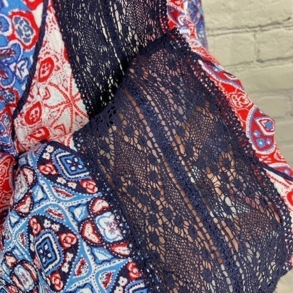Jessica Simpson‎ Blouse Top Bandana Alaya Sheer Lace Boho Peasant Top Size L - Picture 11 of 16